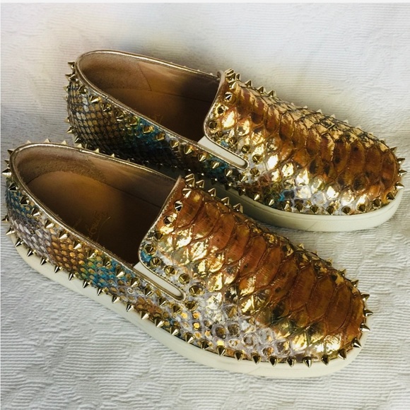 Louboutin Gold Python Boat Shoe - Picture 8 of 8